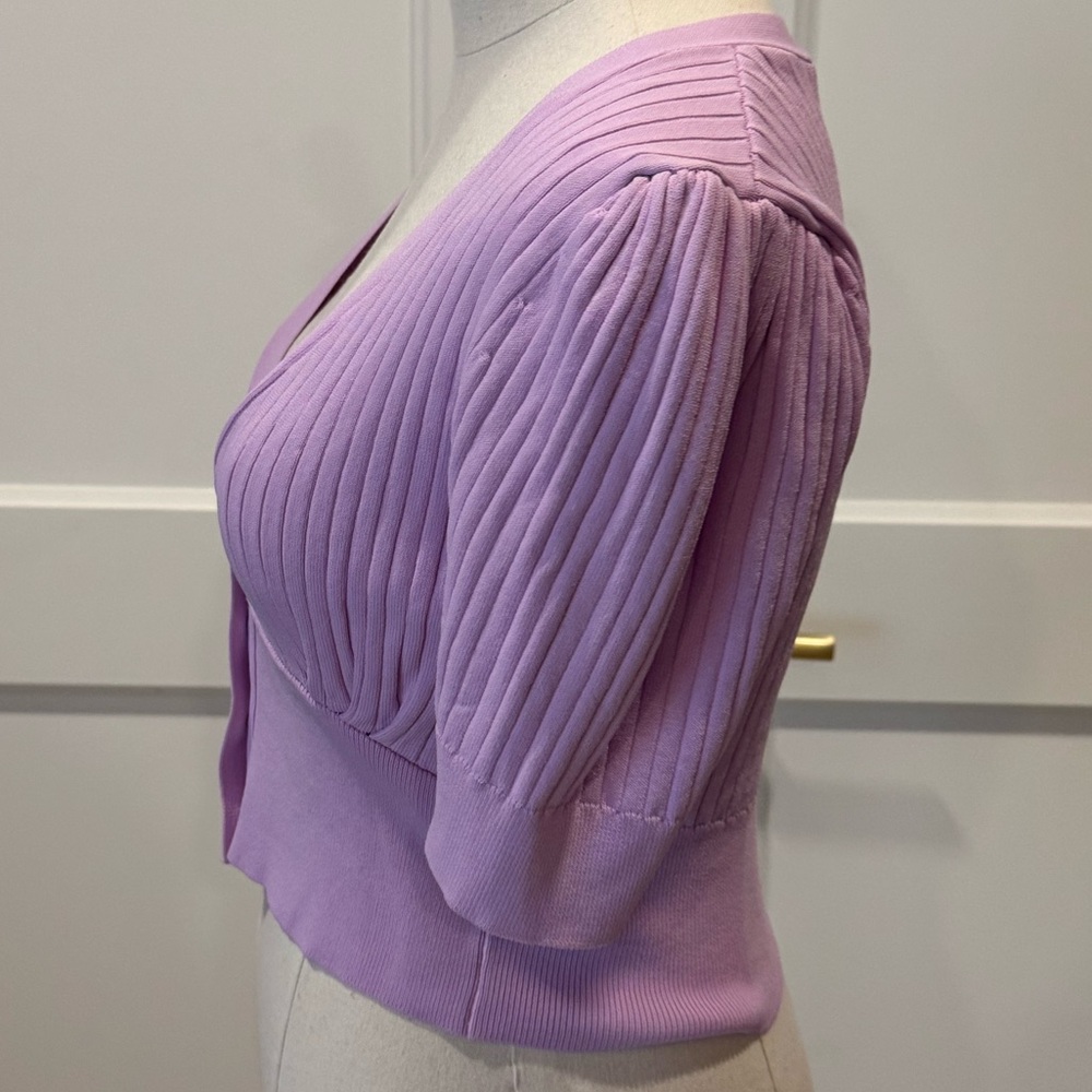 ODA | Lilac Ribbed Button-Up Cardigan | Size: Small - Picture 5 of 7